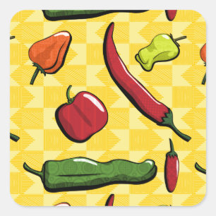 Adesivo Quadrado Um Mundo de Pimentos Chili Sticker