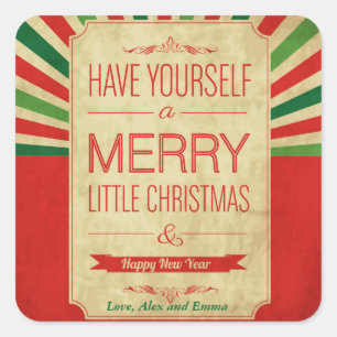 Adesivo Quadrado Um Natal e Feliz ano novo Felizes