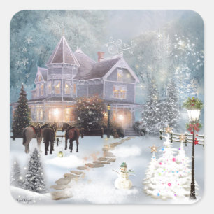 Adesivo Quadrado Um Natal ocidental