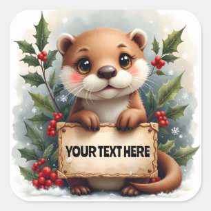 Adesivo Quadrado Um Natal Personalizável e Totalmente Adorável