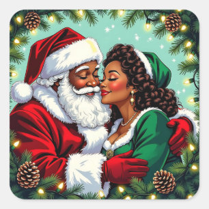 Adesivo Quadrado Um Natal Vintage Sr e Sra Claus