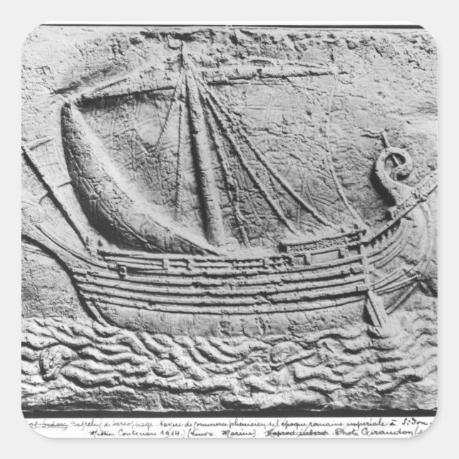 Adesivo Quadrado Um navio do comércio do Phoenician em Sidon (Frente)
