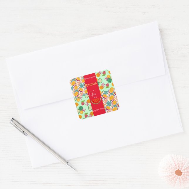 Adesivo Quadrado Um no Melon Birthday Sticker (Envelope)