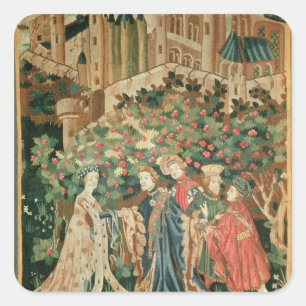 Adesivo Quadrado Um nobre que cumprimenta uma senhora com seus