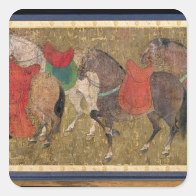 Adesivo Quadrado Um noivo com cavalos (Frente)