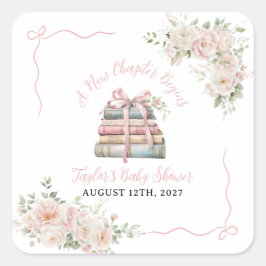 Adesivo Quadrado Um Novo Capítulo Começa Chá de Bebê