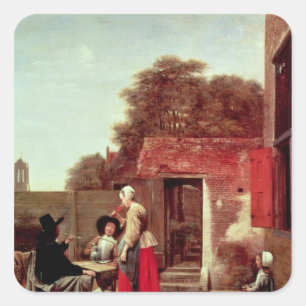 Adesivo Quadrado Um pátio neerlandês, c.1658-60