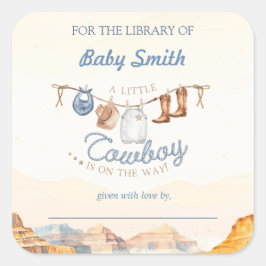 Adesivo Quadrado Um Pequeno Cowboy Ocidental Canyon Bookplate