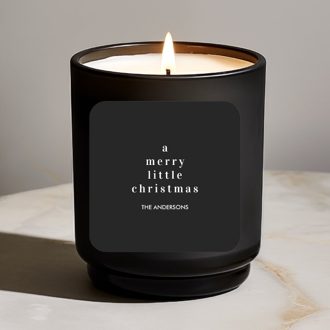 Adesivo Quadrado "Um pequeno Natal Feliz, preto e branco (Criador carregado)