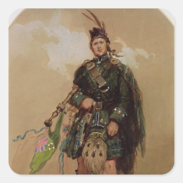 Adesivo Quadrado Um Piper do 79º Highlanders em Chobham (Frente)