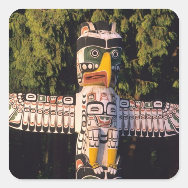 Adesivo Quadrado Um poste totem Em Vancouver, Canadá. (Frente)