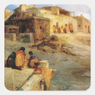 Adesivo Quadrado Um povoado indígeno indiano Laguna New mexico -