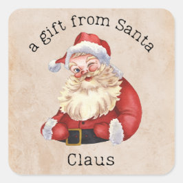 Adesivo Quadrado Um presente para Papai Noel