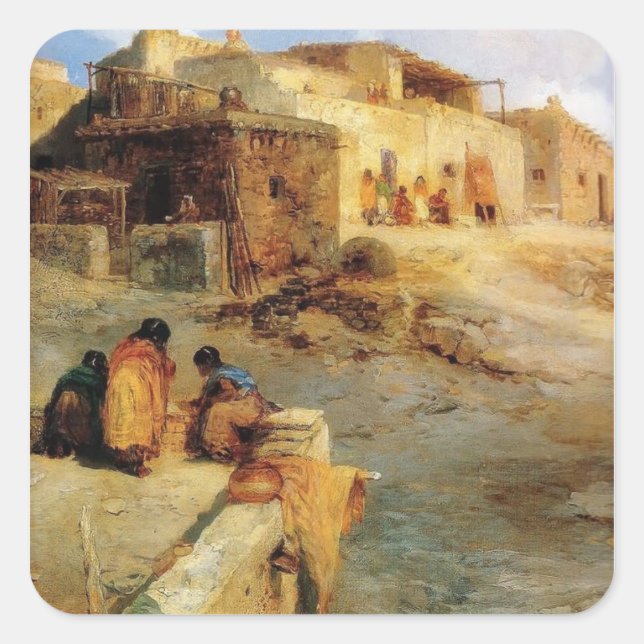 Adesivo Quadrado Um Pueblo Laguna Novo México Indiano - 1906 (Frente)