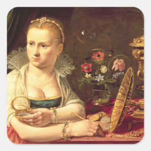 Adesivo Quadrado Um retrato vanitas de uma senhora que se acreditav