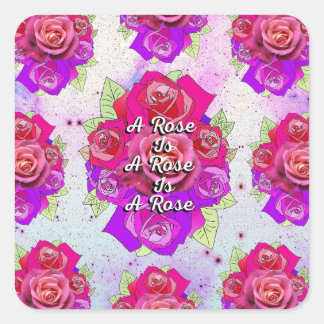 Adesivo Quadrado Um Rosa é um Rosa é um Rosa