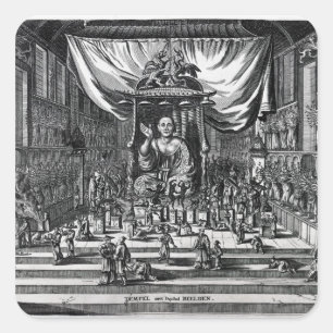 Adesivo Quadrado Um templo budista, uma ilustração