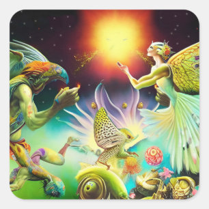 Adesivo Quadrado Um Tempo de Pintura de Óleo Recompensa