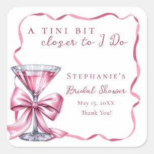 Adesivo Quadrado Um Tini Bit Mais Perto do Sim Pink Martini Chá de 