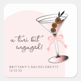 Adesivo Quadrado Um tini pouco engajada Martini Rosa Despedida de S