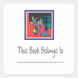 Adesivo Quadrado Um Tipo Diferente De Vinheta De Placa De Animais