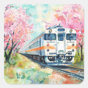 Adesivo Quadrado Um Trem na Primavera