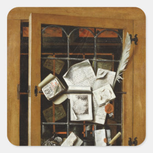 Adesivo Quadrado Um trompe - l ' oeil de um armário vitrificado