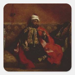 Adesivo Quadrado Um turco fumando sentado num sofá, c.1825
