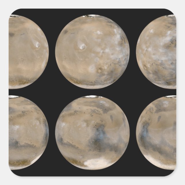 Adesivo Quadrado Um Verão Norte de Médio/Inverno Sul em Marte (Frente)