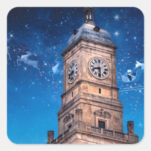 Adesivo Quadrado Um Vinheta de Natal de Cidades Quad