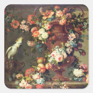 Adesivo Quadrado Uma abundância de fruta e de flores