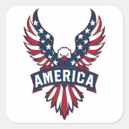 Adesivo Quadrado Uma águia nas cores da bandeira americana.