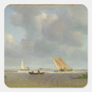 Adesivo Quadrado Uma brisa fresca no Elbe, c.1830