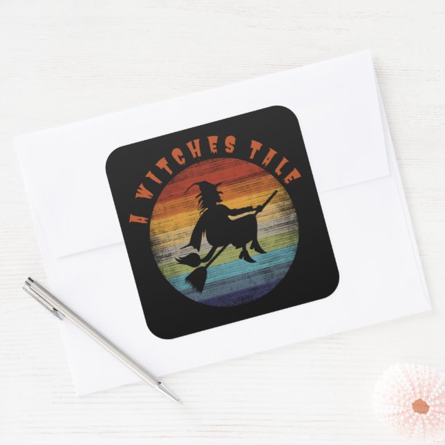 Adesivo Quadrado Uma bruxa engraçada WITCHES TALE halloween (Envelope)