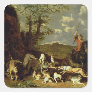 Adesivo Quadrado Uma caça do urso, 1655