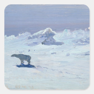 Adesivo Quadrado Uma caça do urso polar na noite enluarada, 1899