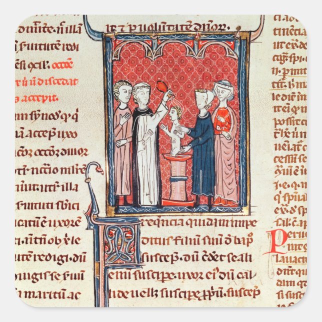 Adesivo Quadrado Uma cena do batismo, de "Decretos de Gratien" (Frente)