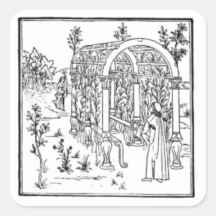 Adesivo Quadrado Uma cena do jardim, de "Hypnerotomachia Poliphili"