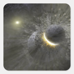 Adesivo Quadrado Uma colisão entre objetos maciços no espaço