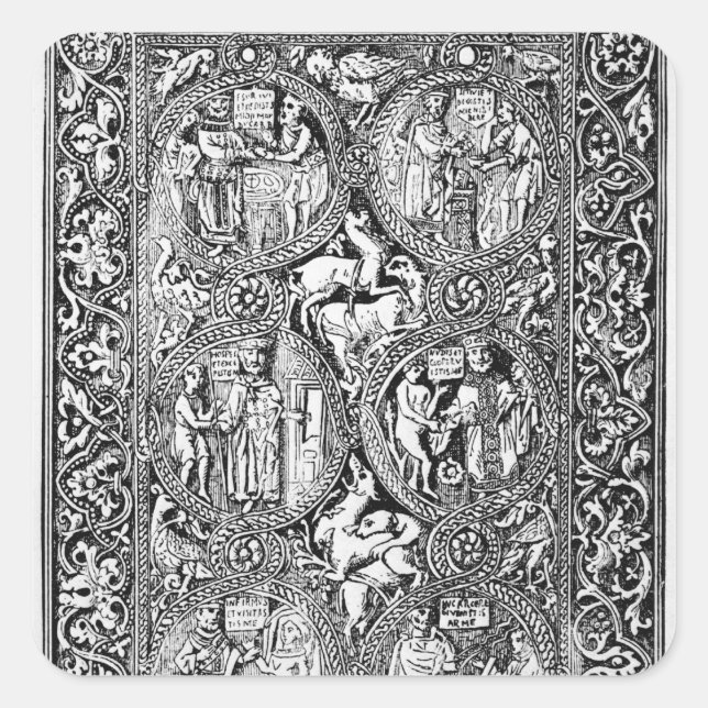 Adesivo Quadrado Uma cópia do marfim de volta do Psalter da Rainha  (Frente)