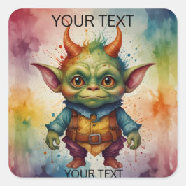 Adesivo Quadrado Uma criatura engraçada e engraçada e bonita