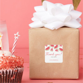 Adesivo Quadrado Uma Em Uma Marca De Aniversário De Melão, Melancia