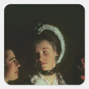 Adesivo Quadrado Uma experiência em um pássaro na bomba de ar, 17