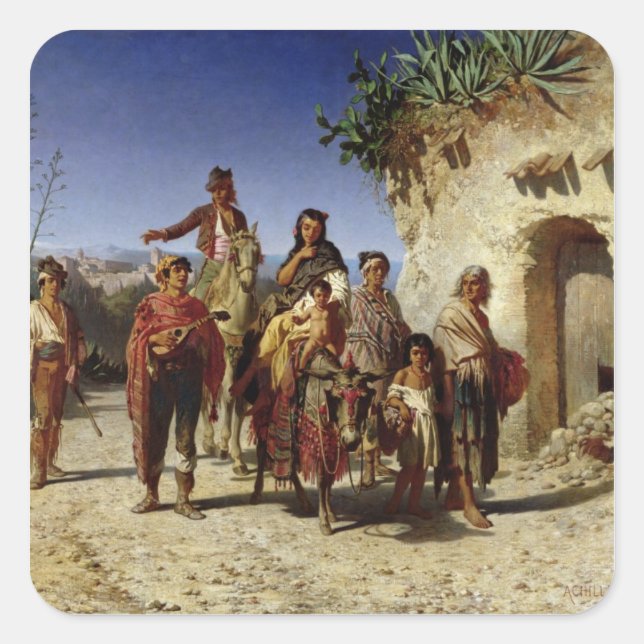 Adesivo Quadrado Uma família cigana na estrada, c.1861 (Frente)