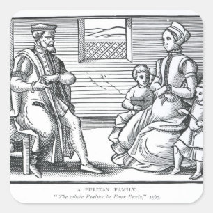 Adesivo Quadrado Uma família do puritano