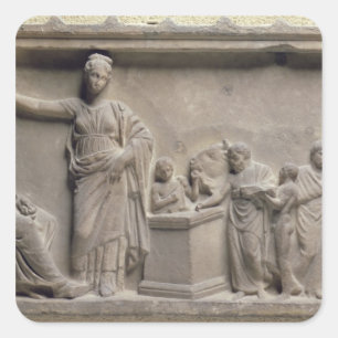 Adesivo Quadrado Uma família que sacrifica um touro a Asclepius