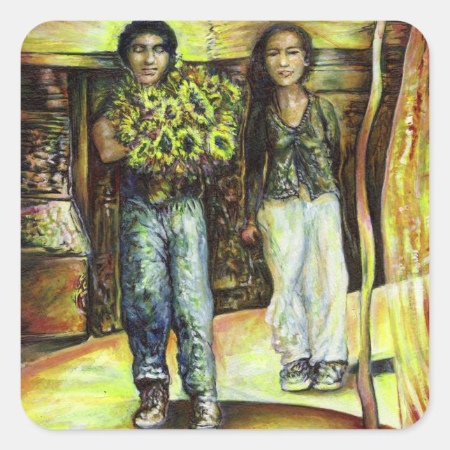 Adesivo Quadrado Uma Fase de ChapeI Sistina de um ChaIIenge (Frente)