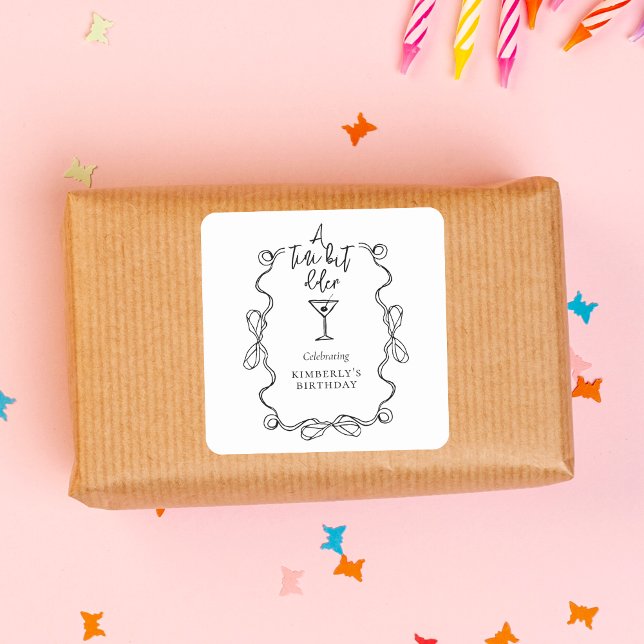 Adesivo Quadrado Uma Festa de aniversário de Borda Negra Negra (Criador carregado)