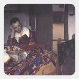 Adesivo Quadrado Uma garota dormindo por Johannes Vermeer