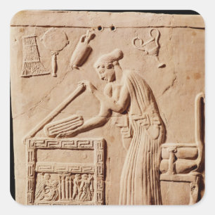 Adesivo Quadrado Uma jovem arranjando suas roupas em um